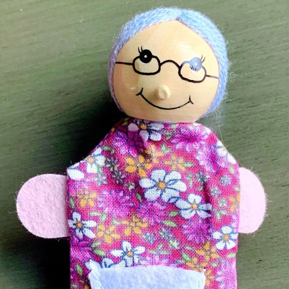 Set/4 Little Red Riding Hood Hand Painted Wood Cloth Finger Puppet Puppets New - Picture 8 of 10